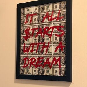 Framed Art with Dollar Bill Design